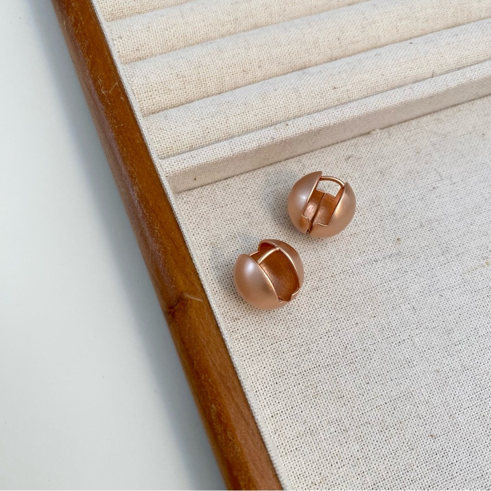 4/$15 Matte Finish Rose Gold Hoops Round Dome Huggies
